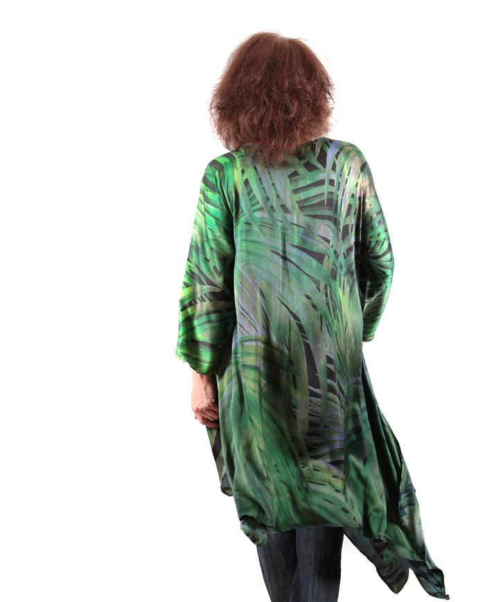 green-to-purple reversible loose-fitting silk tunic