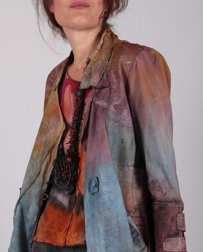 detailed multi-color mixed cottons hand-painted jacket