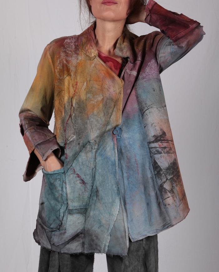 detailed multi-color mixed cottons hand-painted jacket
