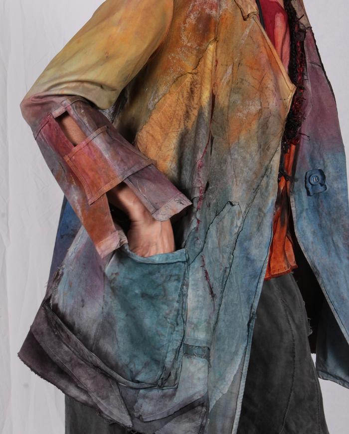 detailed multi-color mixed cottons hand-painted jacket