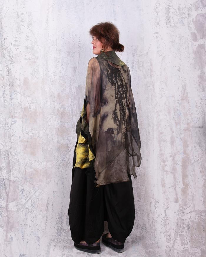 oversized hand-painted organza evening jacket