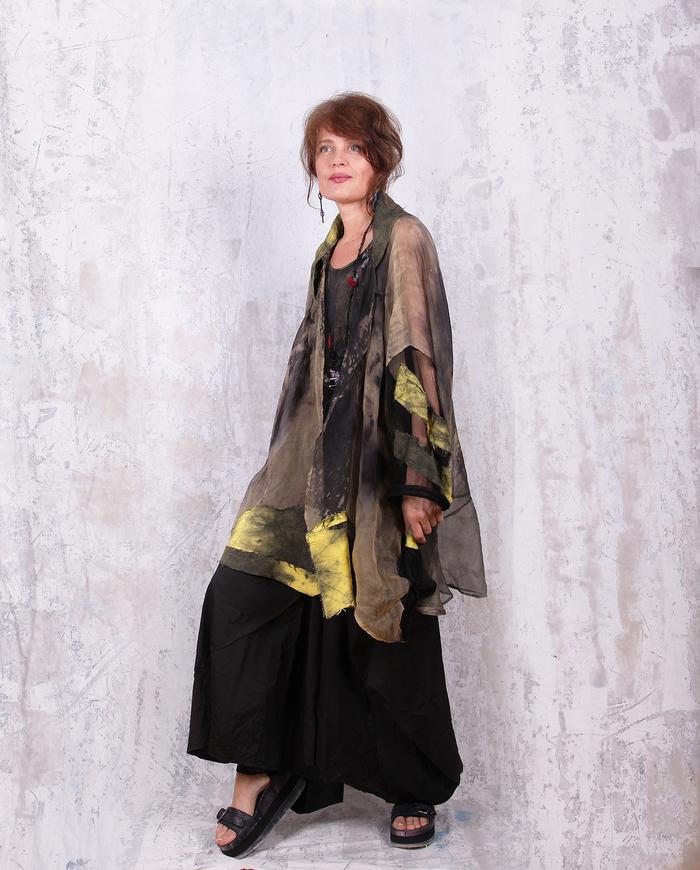 oversized hand-painted organza evening jacket