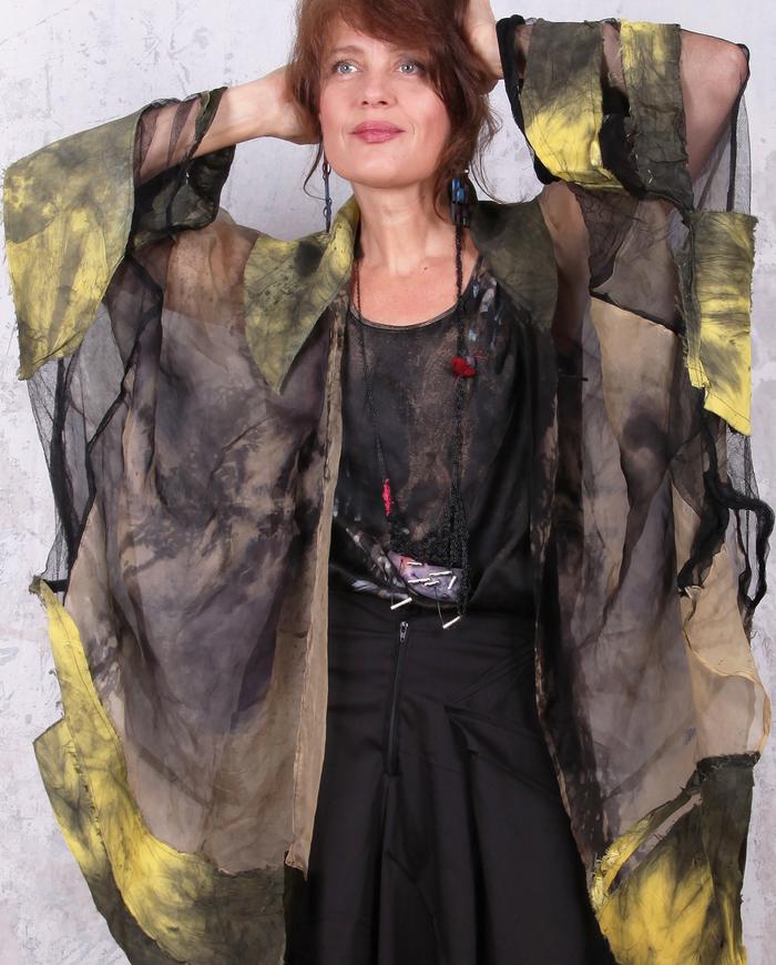oversized hand-painted organza evening jacket