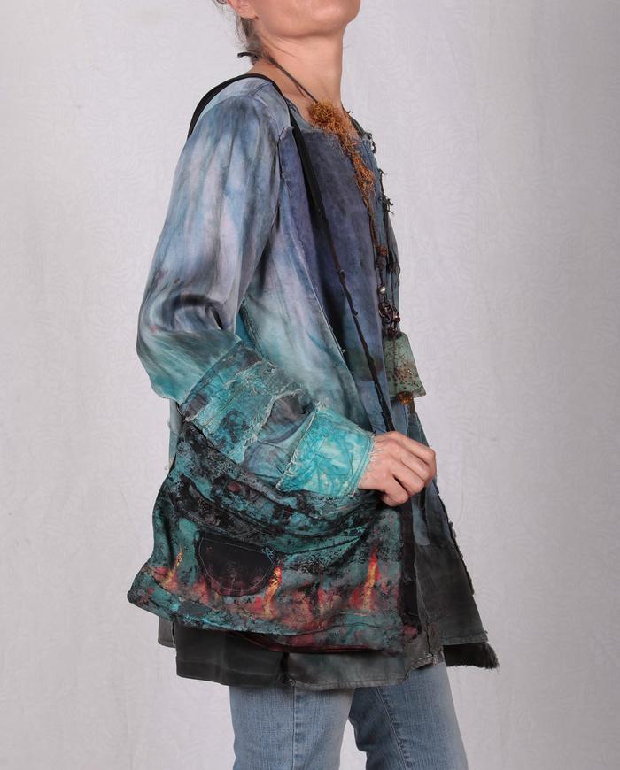 'summer tranquility' detailed distressed silk tunic