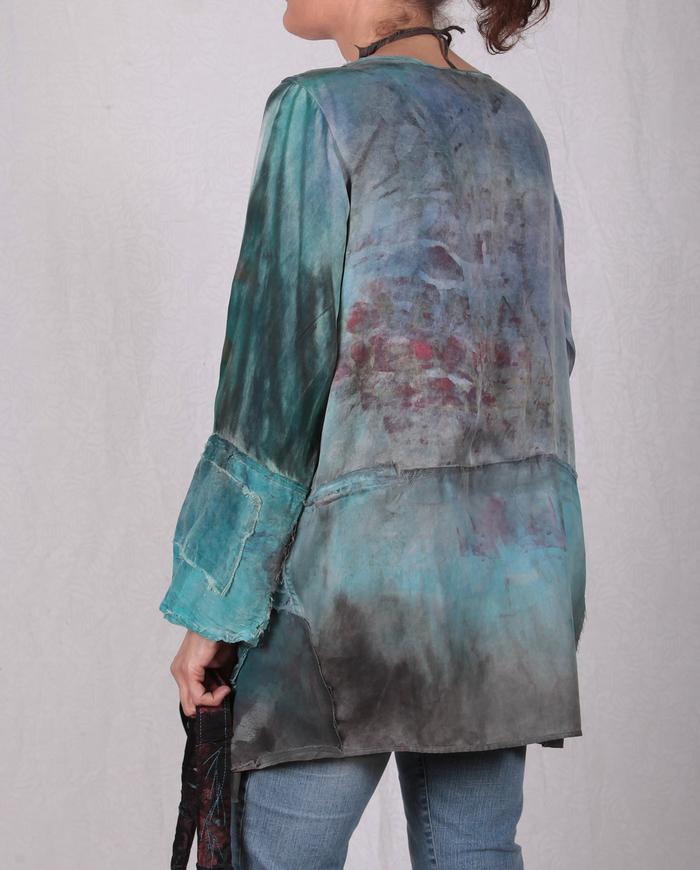 'summer tranquility' detailed distressed silk tunic