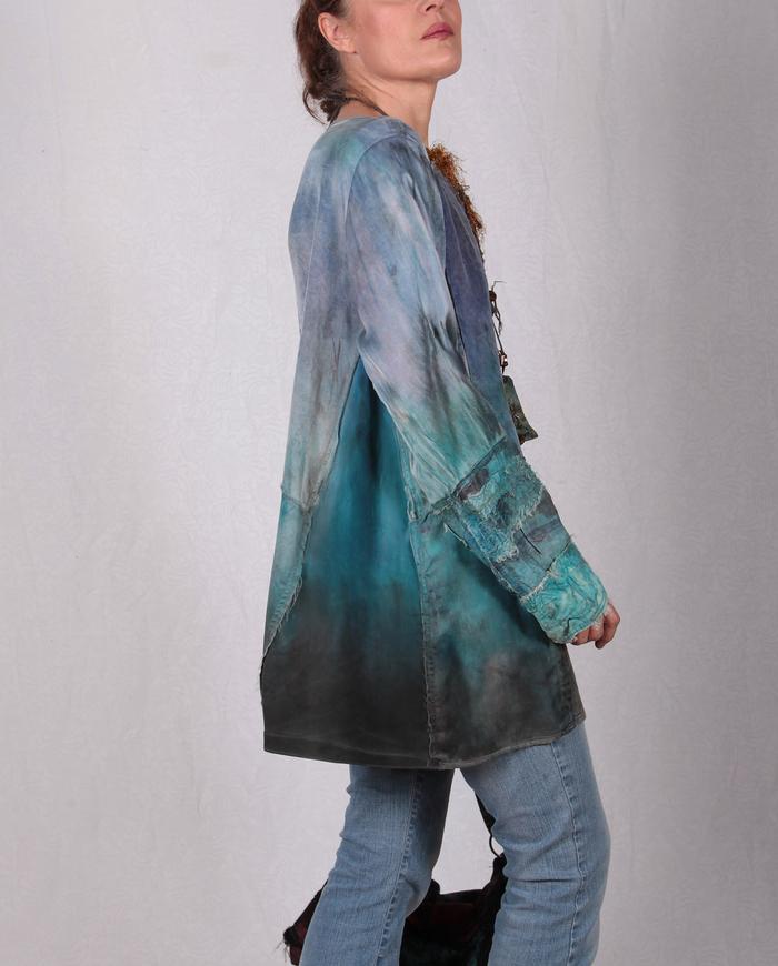 'summer tranquility' detailed distressed silk tunic