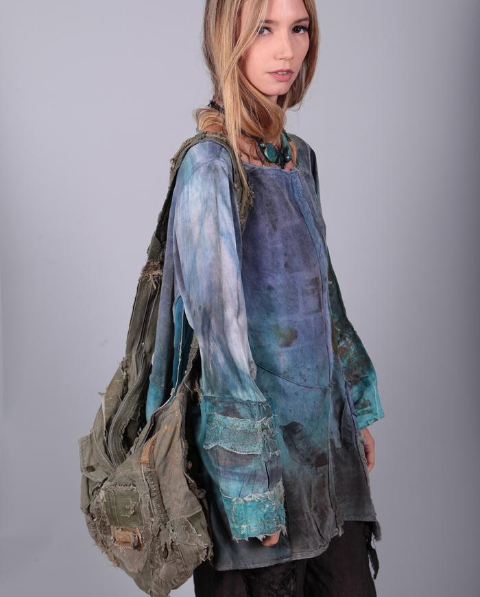 'summer tranquility' detailed distressed silk tunic