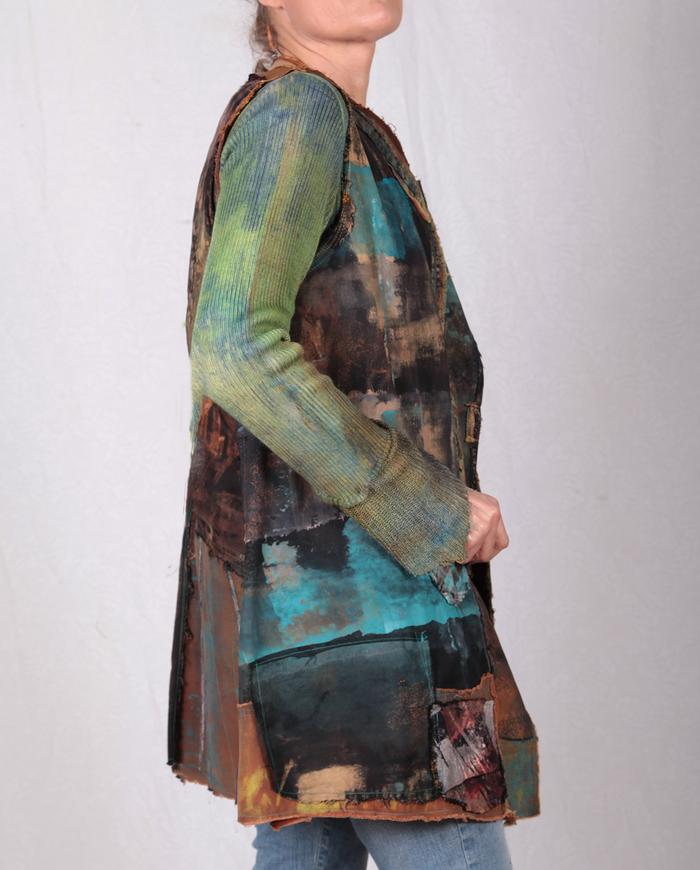 'mix it up' patchwork textured detailed vest 