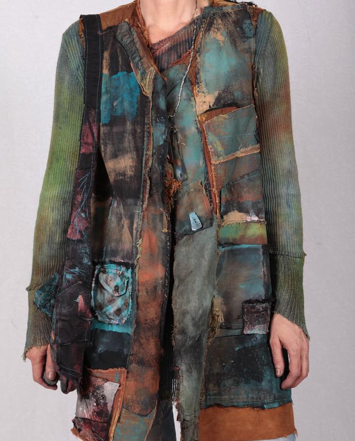 'mix it up' patchwork textured detailed vest 