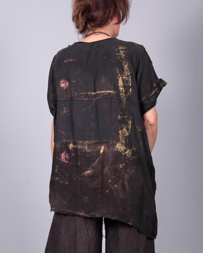 oversized boxy asymmetrical copper on black top