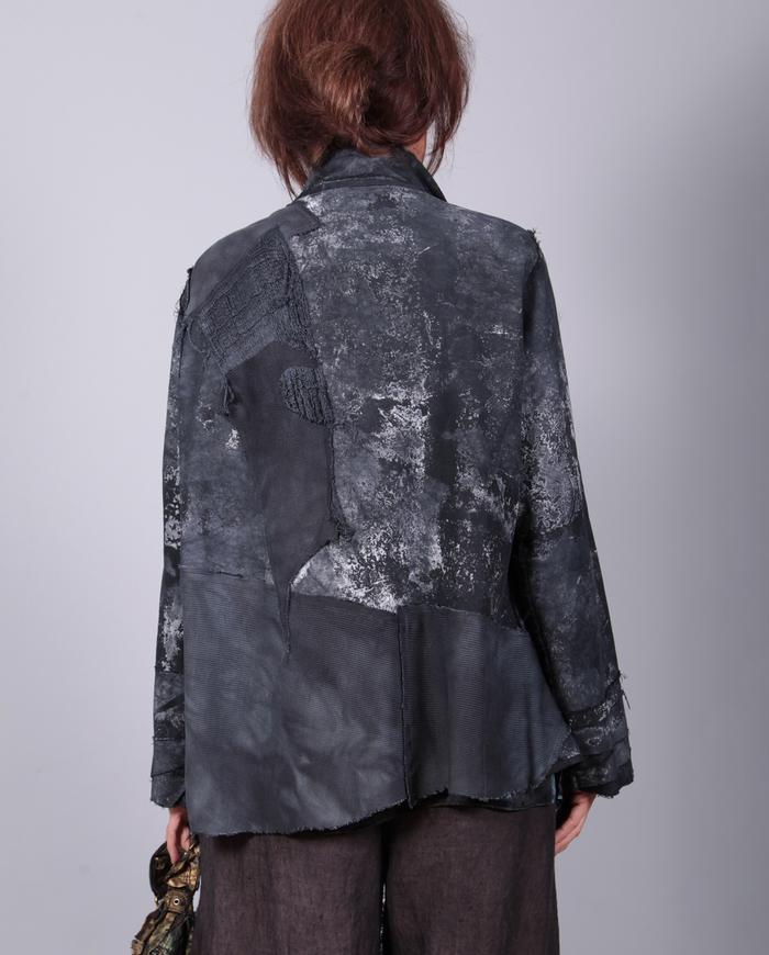 mixed fabrics short gray hand-painted jacket