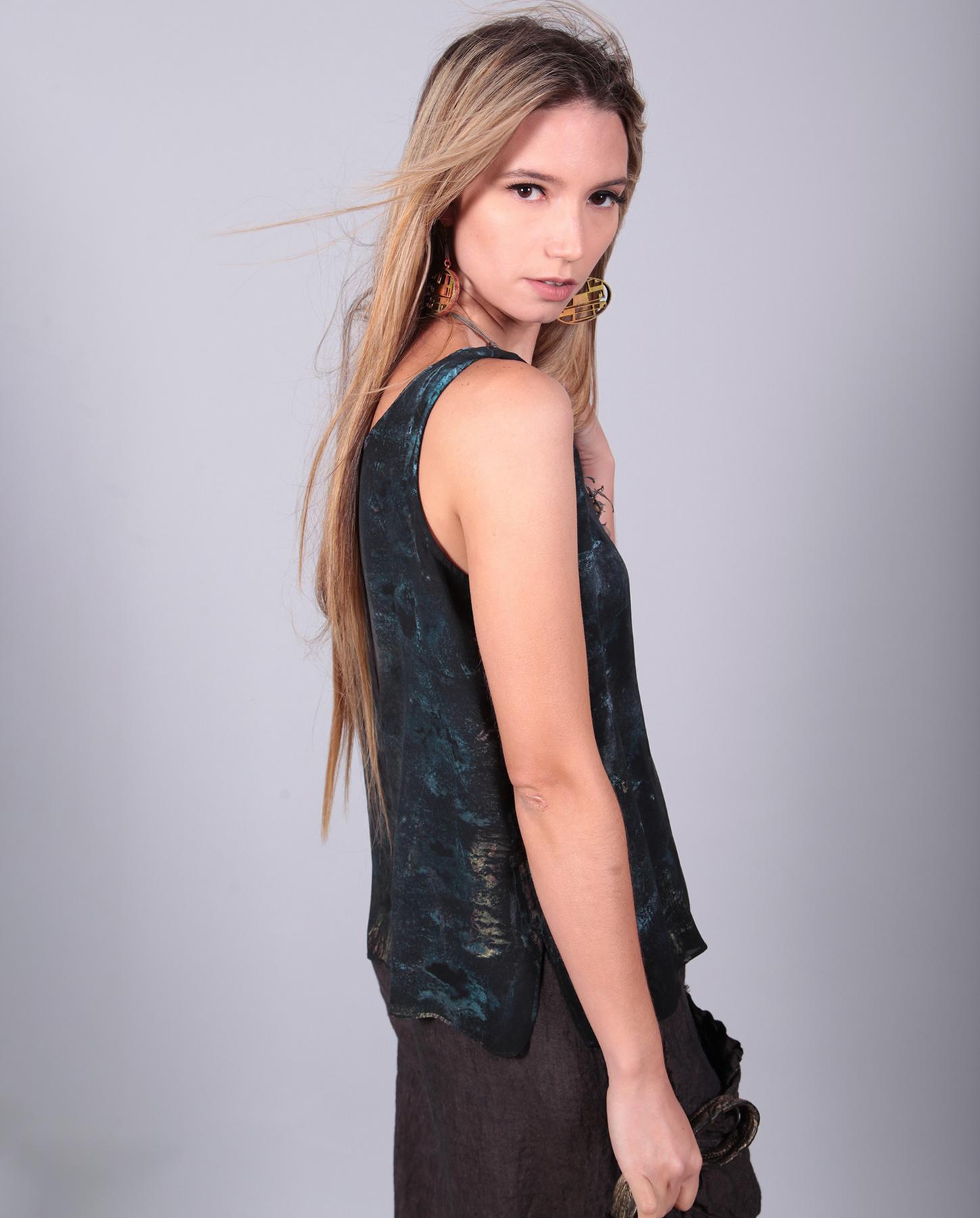 Art-to-Wear by Tatiana Palnitska - subtle color over black silk tank top