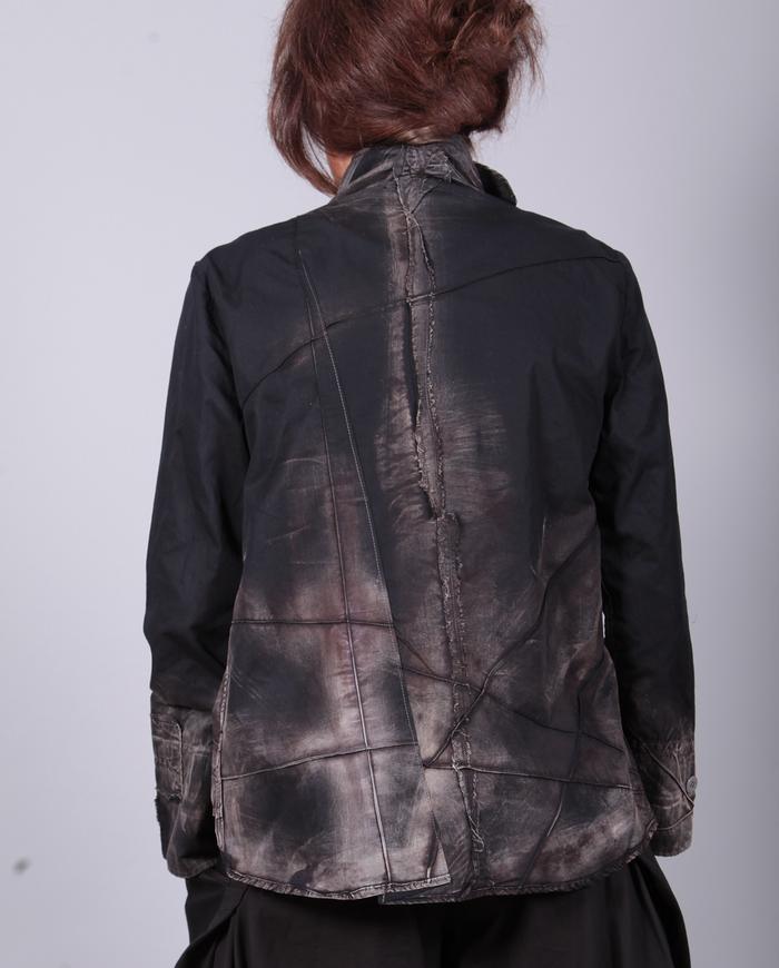 lightweight crisp modern distressed shirt-to-jacket