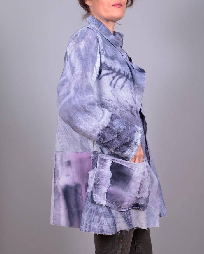 'almost blocked' purple indigo patchwork jacket