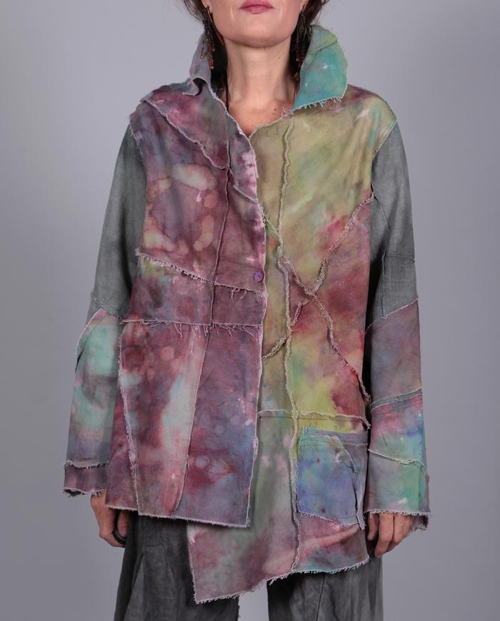 'dreamy floating' abstract impressionist asymmetrical jacket