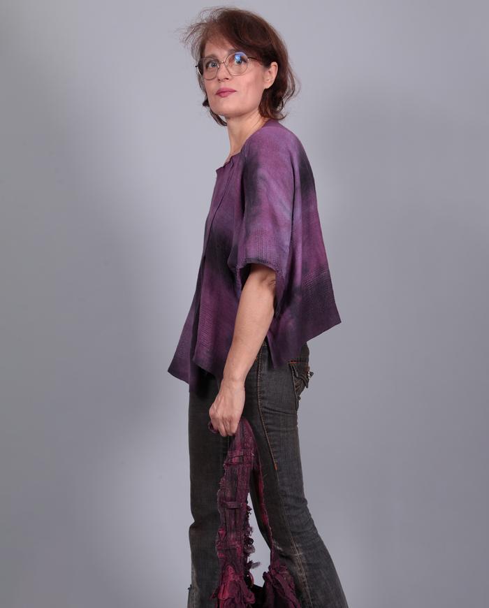 'breathe easy' boxy drapey hand-woven linen top