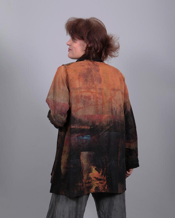 'fire and deep ice' lightweight hand-painted jacket