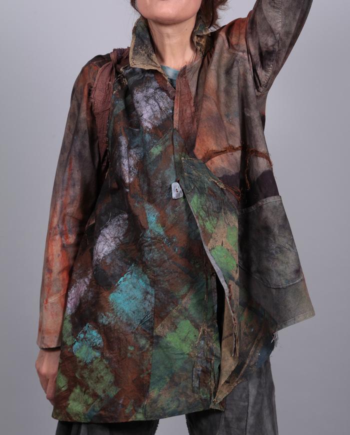 mixed fabrics hand-painted lightweight jacket