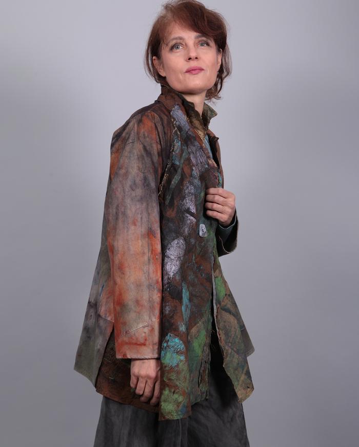 mixed fabrics hand-painted lightweight jacket