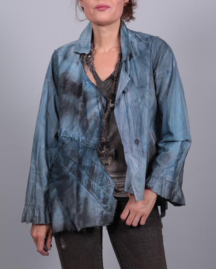 asymmetrical playful blue-gray short top or jacket