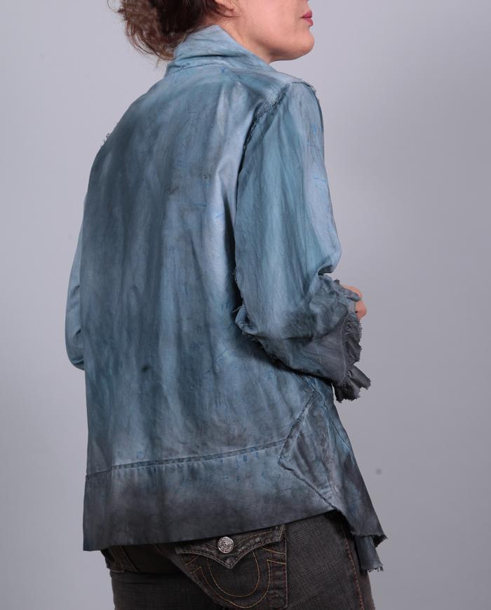 asymmetrical playful blue-gray short top or jacket