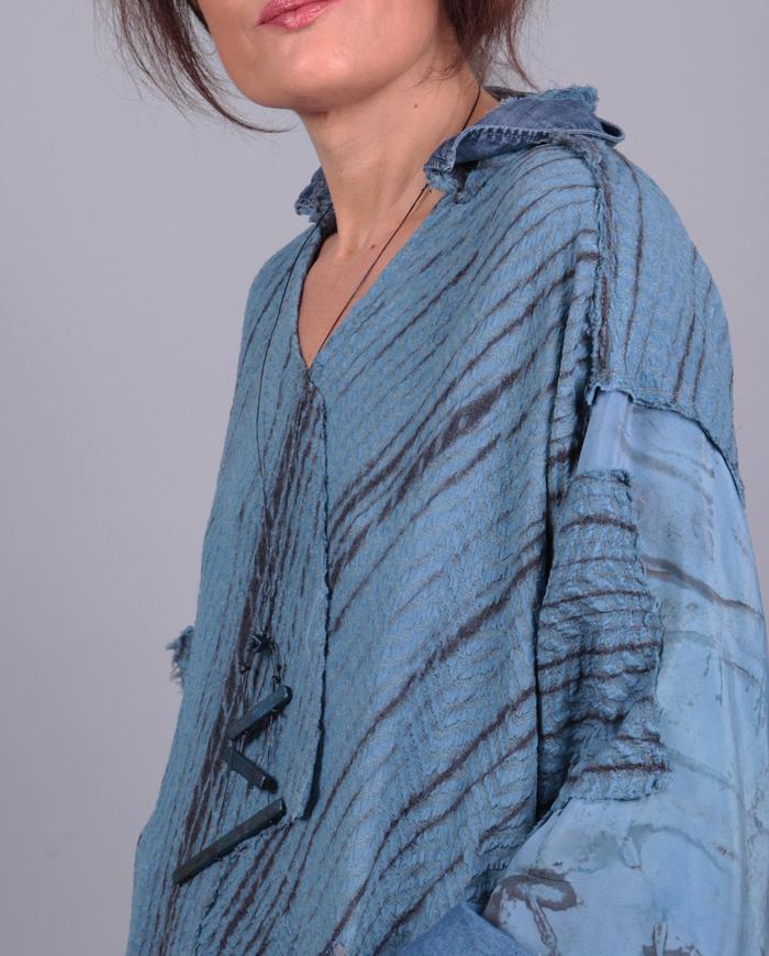 'blue denim dreams' patchwork roomy fall tunic