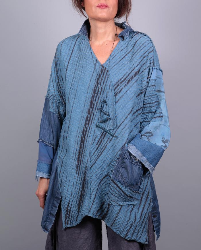 'blue denim dreams' patchwork roomy fall tunic