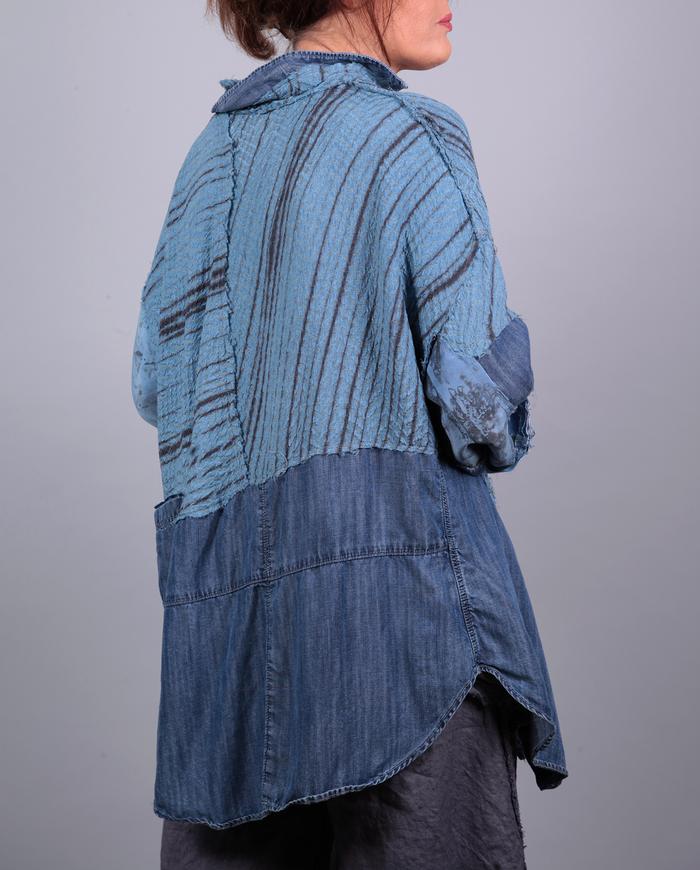 'blue denim dreams' patchwork roomy fall tunic