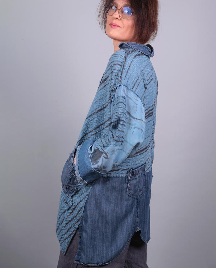 'blue denim dreams' patchwork roomy fall tunic