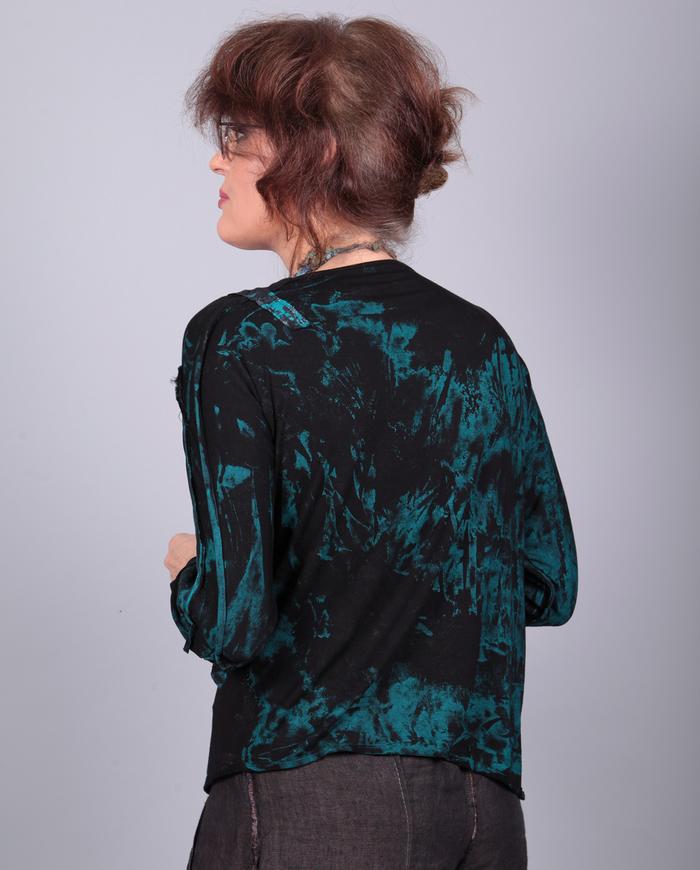 'stormy sea' drape front asymmetrical knit top