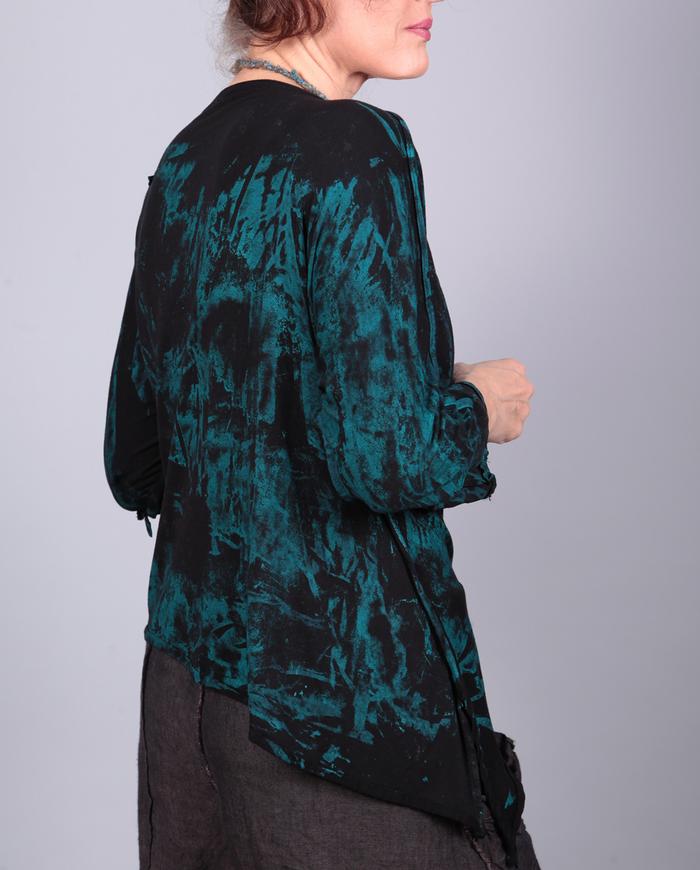 'stormy sea' drape front asymmetrical knit top