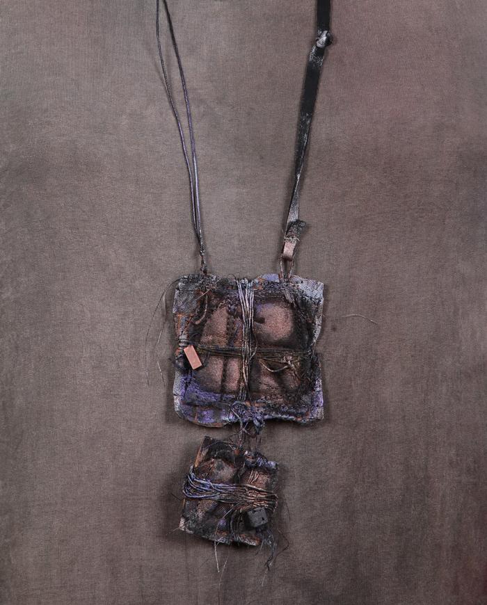 'looking in' mixed materials pendant necklace