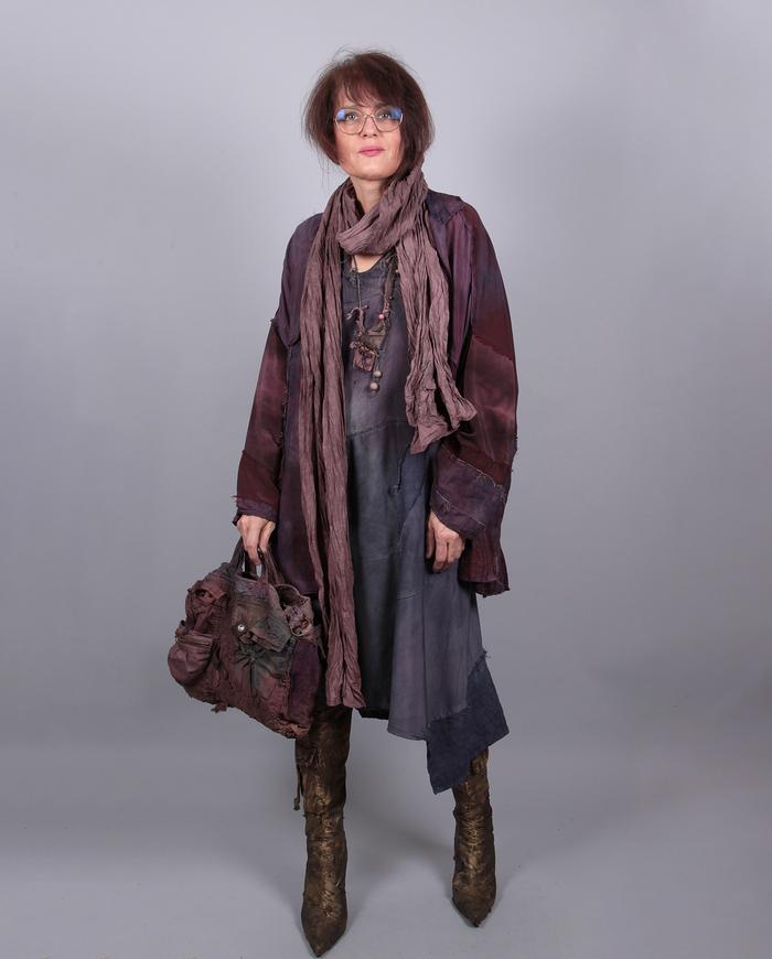 'extra lengths' crinkled batiste mauve scarf or shawl
