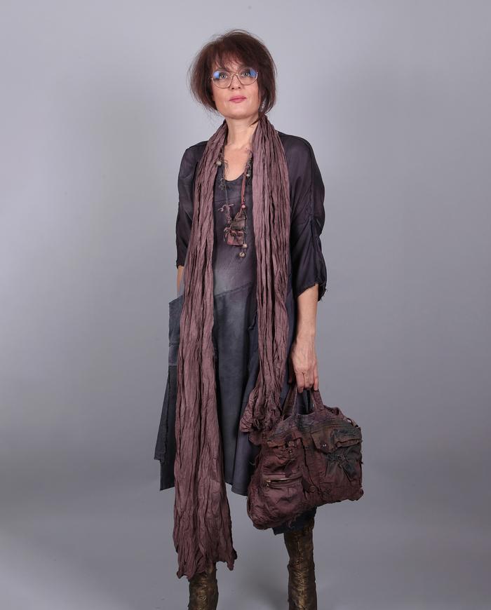 'extra lengths' crinkled batiste mauve scarf or shawl