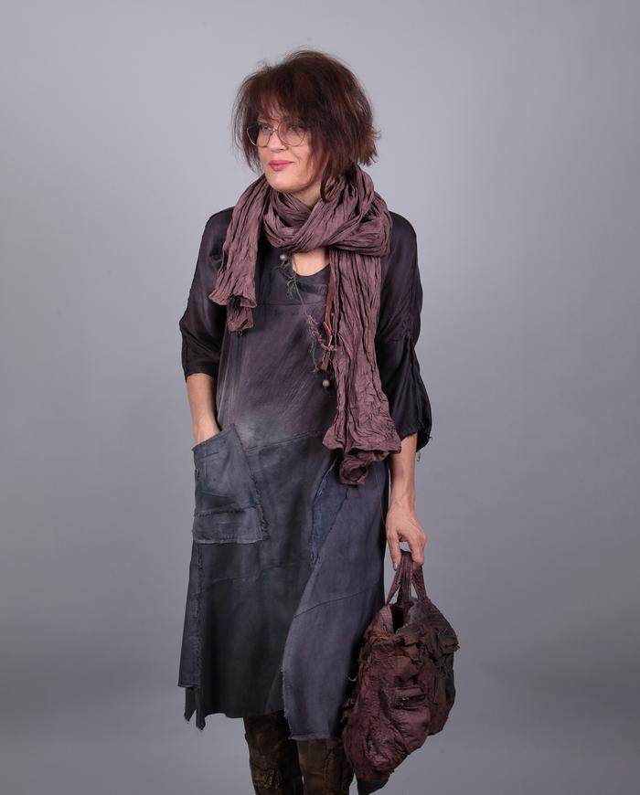 'extra lengths' crinkled batiste mauve scarf or shawl