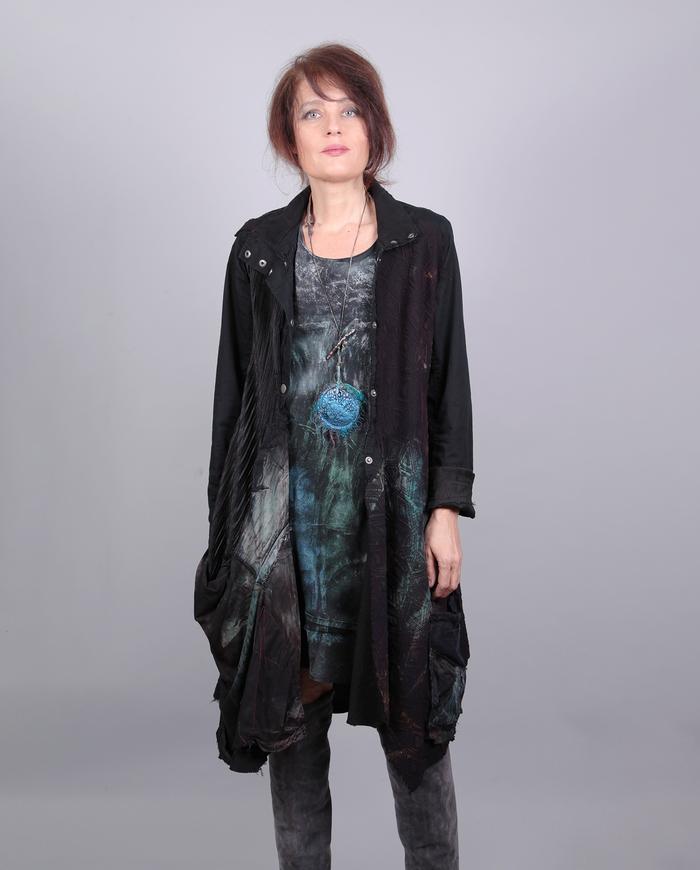 'mix it all up' patchwork snap-front kaftan