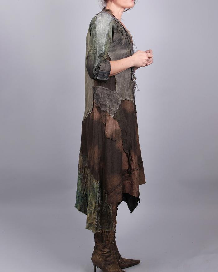 'a forest fairy' patchwork mid-calf asymmetrical dress