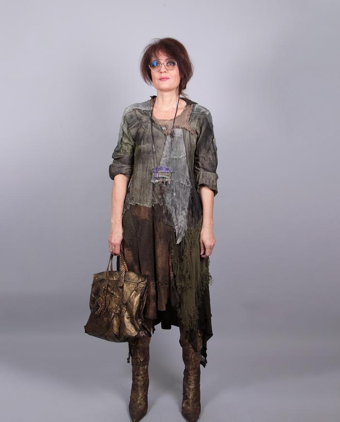 'a forest fairy' patchwork mid-calf asymmetrical dress