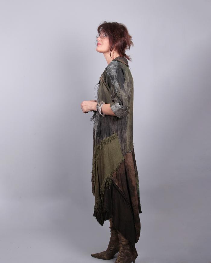 'a forest fairy' patchwork mid-calf asymmetrical dress