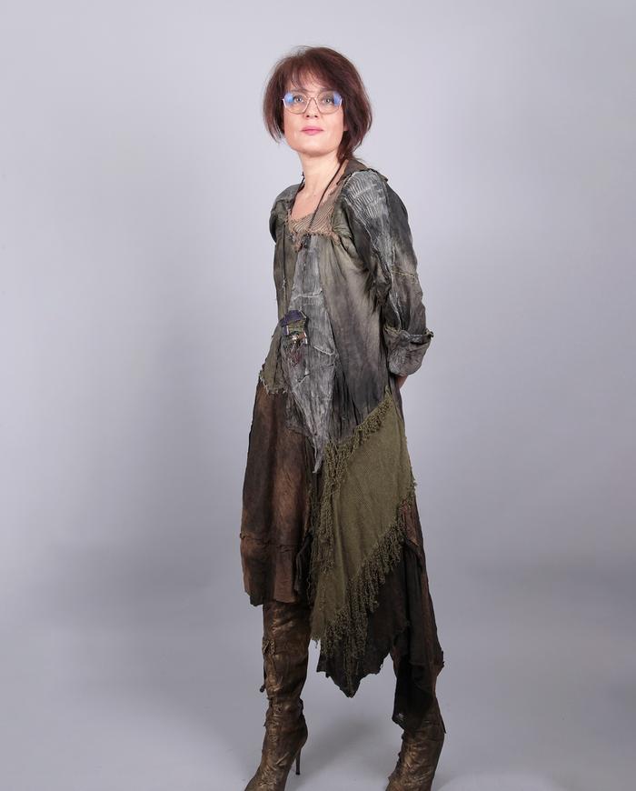 'a forest fairy' patchwork mid-calf asymmetrical dress