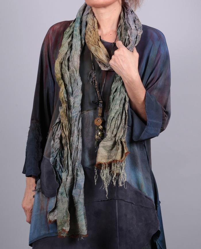 'rumple and crumple' crinkled long silk scarf