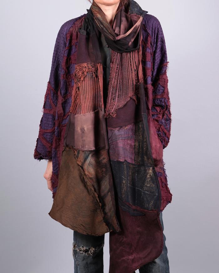 'the long mile' patchwork natural fabrics x-long scarf