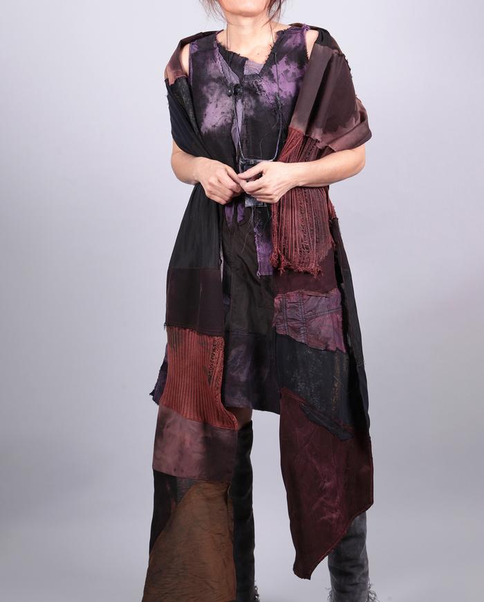 'the long mile' patchwork natural fabrics x-long scarf