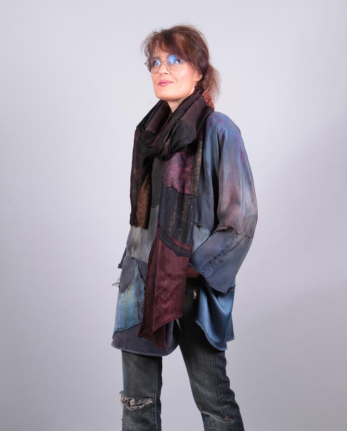 'the long mile' patchwork natural fabrics x-long scarf