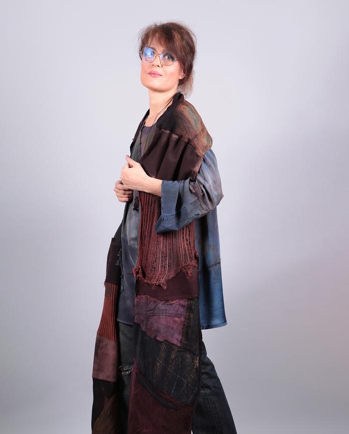 'the long mile' patchwork natural fabrics x-long scarf