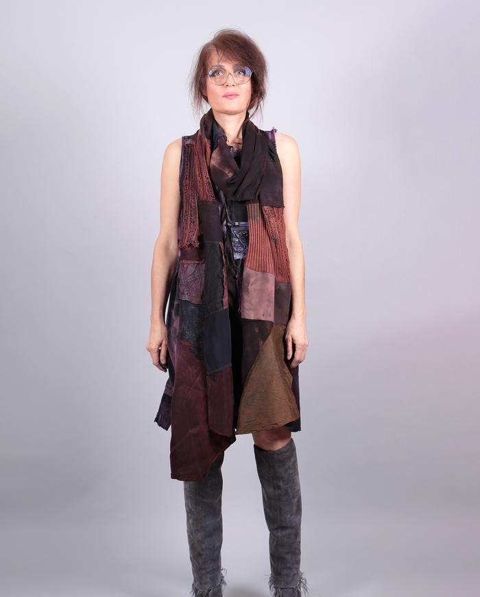 'the long mile' patchwork natural fabrics x-long scarf