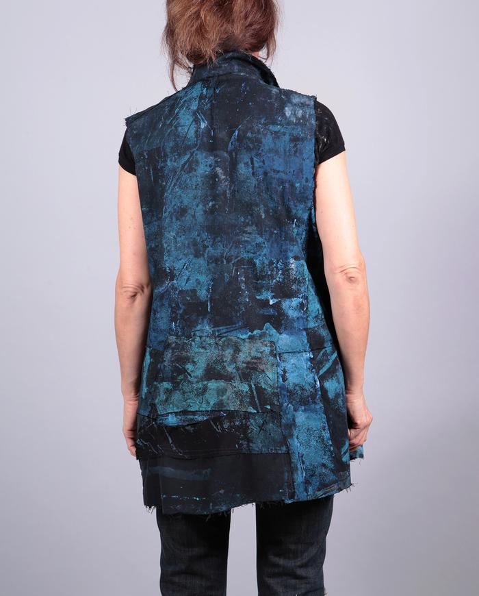 'blues embrace' hand-painted cotton vest