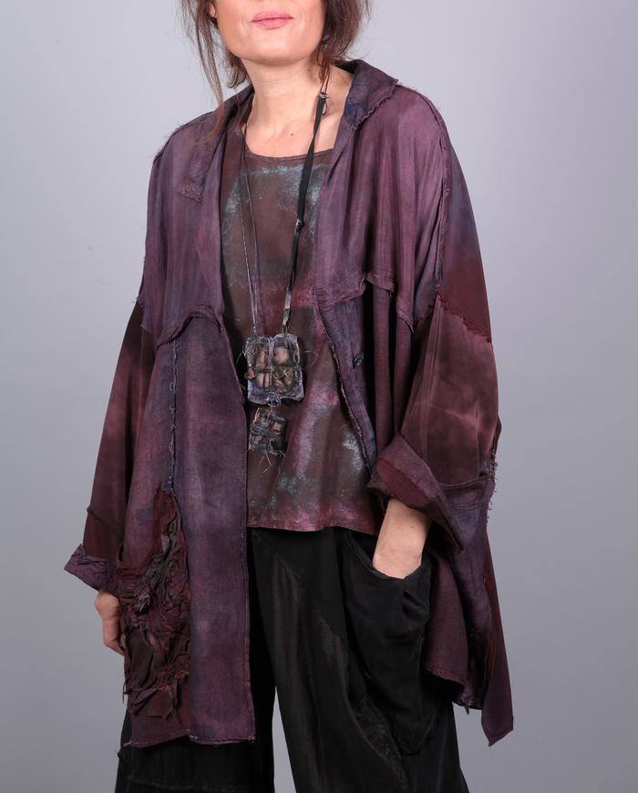 'the many shades of wine' drapey one size lagenlook silk jacket