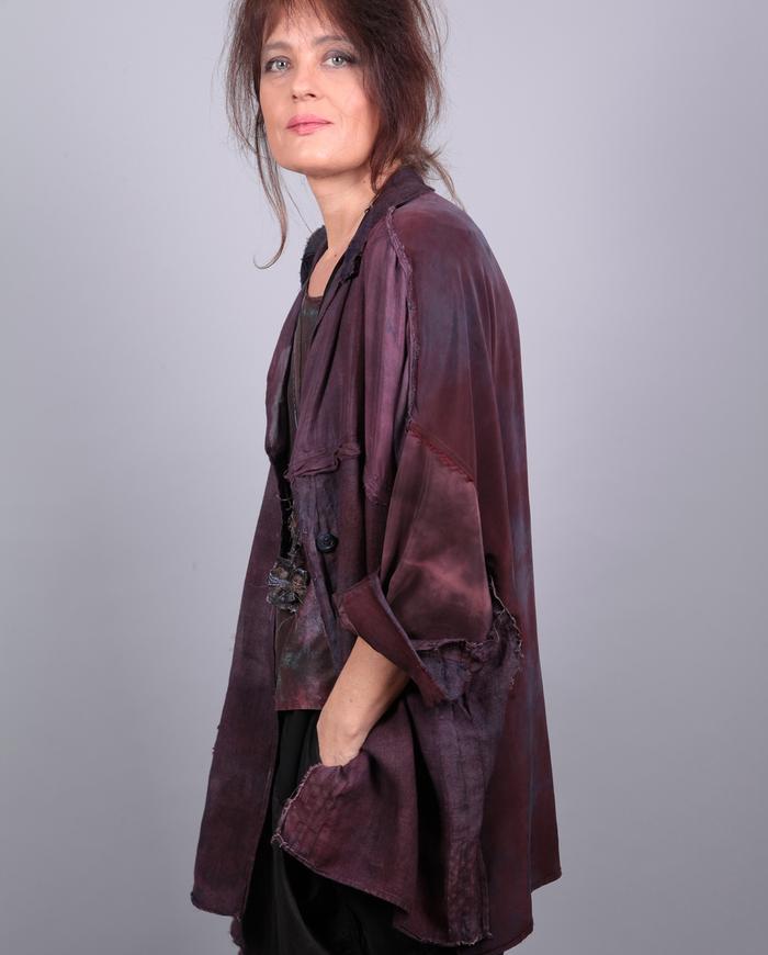 'the many shades of wine' drapey one size lagenlook silk jacket
