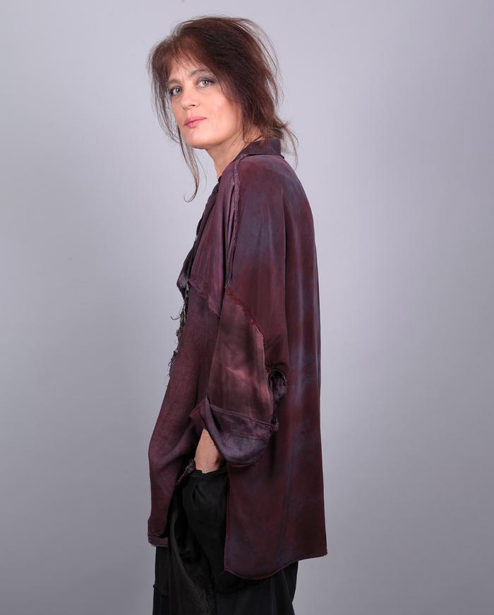 'the many shades of wine' drapey one size lagenlook silk jacket
